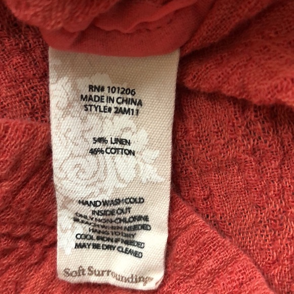 Soft Surroundings Crepe V Neck Blouse Size L Sundance Linen Cotton - Picture 5 of 7